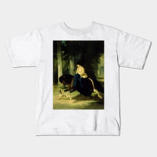 Mademoiselle De Mossellmann Riding In The Bois De Boulogne, Paris by Alfred de Dreux Kids T-Shirt